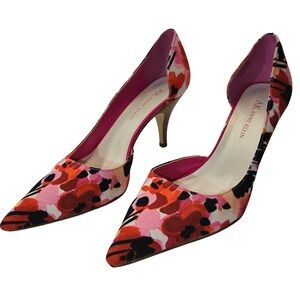 AK Anne Klein Pointed Toe Floral Heels Pink Red Black Women’s 6.5M